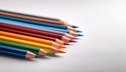 Fototapeta premium colorful pencils arranged on white background