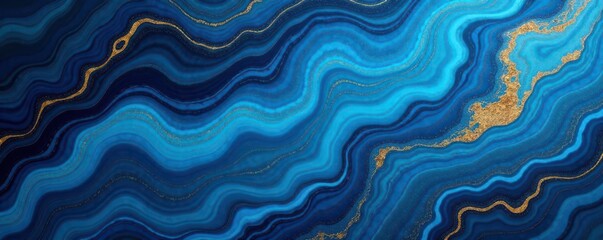 Fototapeta premium Swirling blue marble, gilded accents, refined texture , design element, graphic, premium