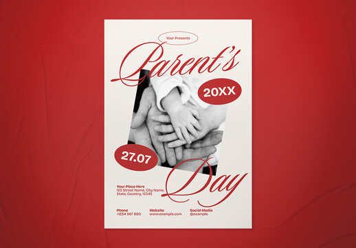 Beige Red Modern Minimalist Parent's Day Flyer