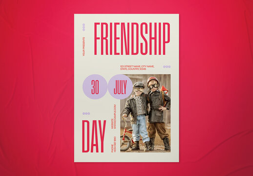Beige Red Utilitarian Friendship Day Flyer