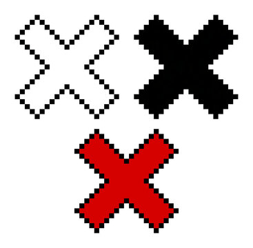 A Three Xs in pixel art. Linear style, in black and thin
