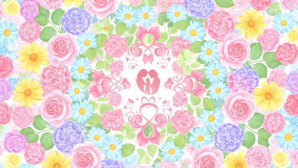 Naklejka premium Happy mother's day wishes with colorful floral background and heartfelt love