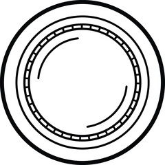 Round Coin or Token Line Art Icon with Rim Detail