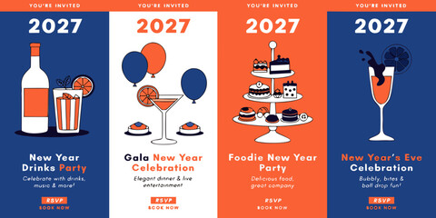 Obraz premium New Year’s Eve 2027 Parties: Drinks Celebrations, Gala Dinners, Foodie Events & Festive Nightlife Experiences