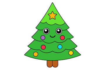 Obraz premium christmas tree white background