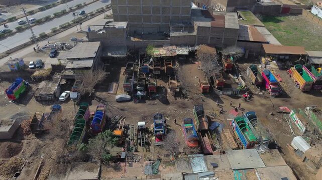 Views of Peshawar and one of its truck workshop
