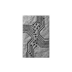 Obraz premium Stone Tile with Engraved Circuit Pattern