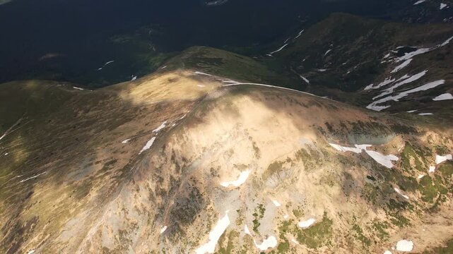 Aerial View of Hoverla Mountain in the Ukrainian Carpathians, Scenic Summer Landscape