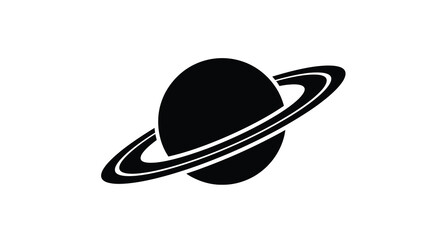 A black planet with prominent rings a striking silhouette © MSTALYA