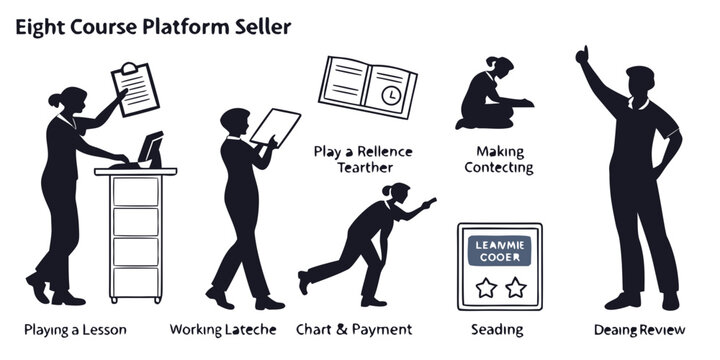 Illustration of eight common posture positions and their effects on the body Vector