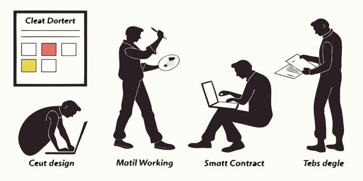 Illustration of various remote work scenarios and their challenges Vector