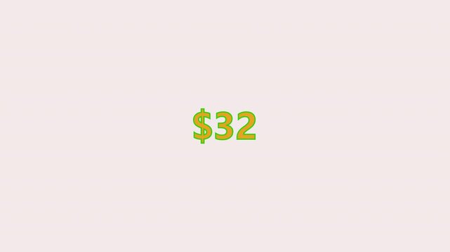 Counting money business dollar number illustration on white background. Increasing dollar, financial growth. Business counting number. Dollar number animation for crypto business