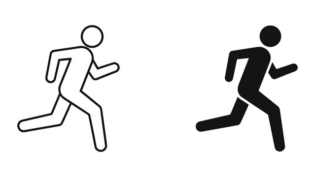 Running Man Icon: Silhouette and Outline for Sports, Fitness & Health