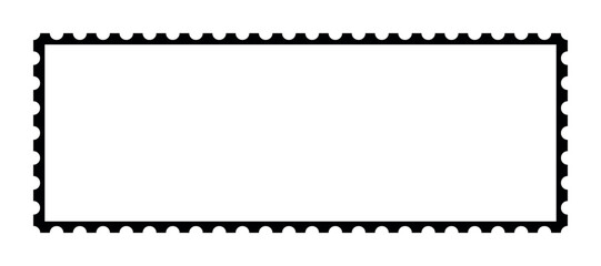 Long horizontal postage stamp frame isolated on transparent background, blank postal banner template with perforated border, vintage philately mockup design element for branding packaging © SpainArts