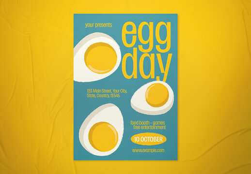 Blue and White Bold Minimalism World Egg Day Flyer