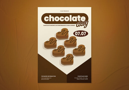 Beige and Brown Flat Illustration World Chocolate Day Flyer