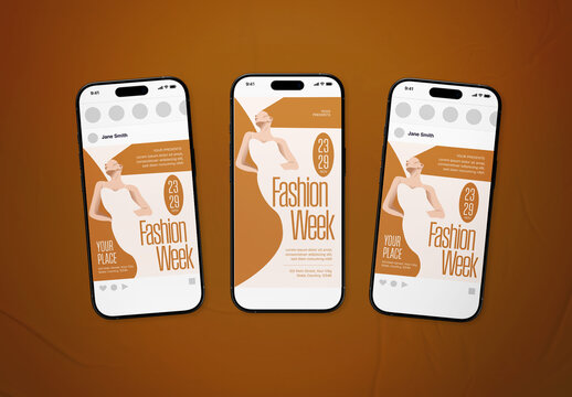 Brown and White Mid Century World Fashion Week Social Media