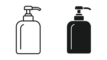 Fototapeta premium Soap Dispenser Icon Set - Line Art and Solid Silhouette