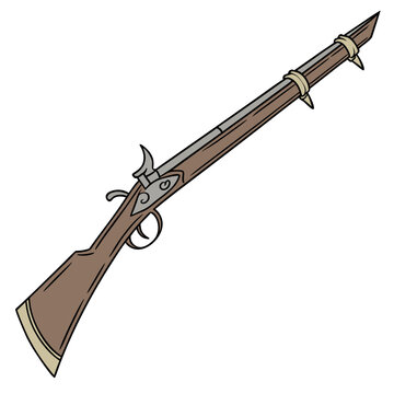 Brown muzzleloading rifle with spear muzzleloader firearm