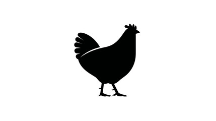 Obraz premium Black chicken silhouette graphic isolated on white background. Farm fowl hen bird simple vector icon, symbol, or emblem illustration.