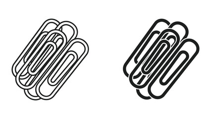 Obraz premium Paperclip icons: black and white line art, simple design, office supplies