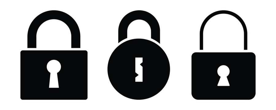 Lock Icon Collection &ndash; Secure and Unlocked Padlock Vector Set for Security, App, and Website Design