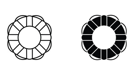 Life Buoy Icons: Outline and Filled Black Silhouette on White © SHAHRIYAR RASEL