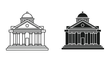 Classic Government Building Icons: Line Art and Silhouette © SHAHRIYAR RASEL