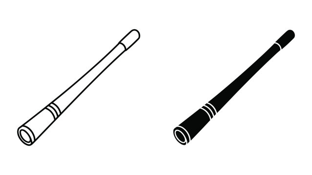 Didgeridoo Icons: Outline and Solid Fill Vector Illustrations