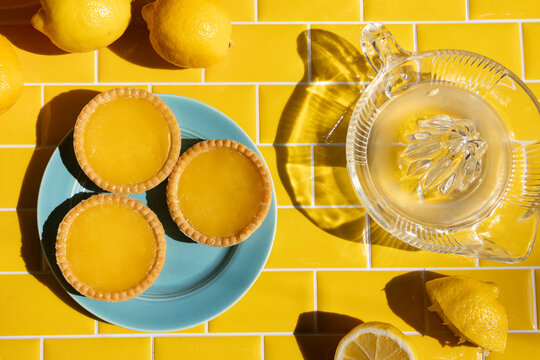 Lemon Tarts on Bright background