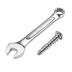 Wrench and Screw on Black Background isolated on transparent background