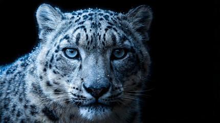 Obraz premium Snow Leopard's Icy Gaze