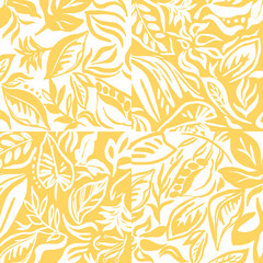 Fototapeta premium seamless abstact yellow white colour tropical leaf summer print pattern