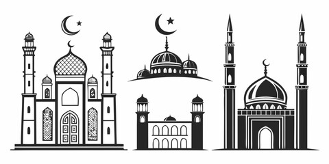 Diverse architectural styles of mosques from different regions around the world Vector © Mithu