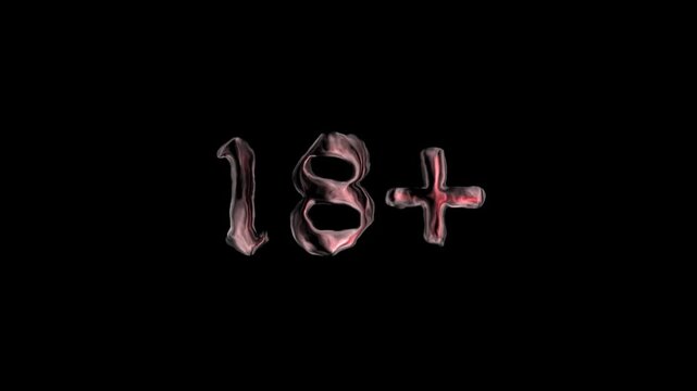 18+ age restriction symbol with metallic effect on black background.