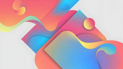 Colorful abstract shapes with a gray background create a modern aesthetic.