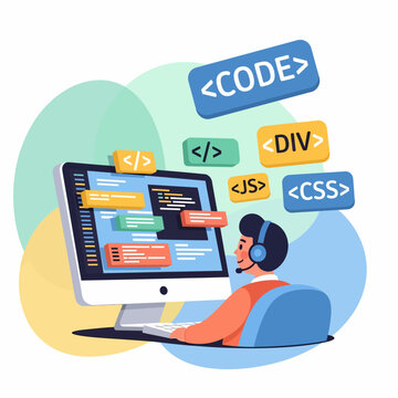 Programmer Working on Computer Code.