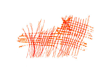 torn plastic fruit net flying, red bag isolated on white background and texture, design element,...