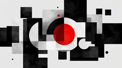 jeden czerwony element, czarno biale