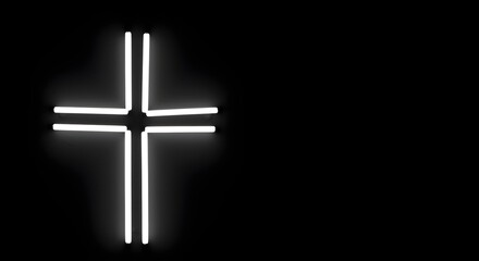 Abstract Cross Shape Formed by Light Beams for Spiritual Concept
