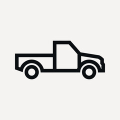 Fototapeta premium Black outline of a pickup truck on a light grey background simple vehicle transport automobile