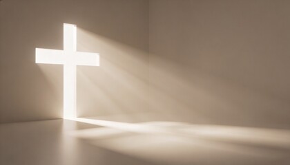 Abstract Cross Shape Formed by Light Beams for Spiritual Concept
