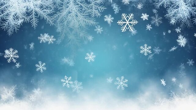 Beautiful Snowflakes Falling in a Winter Wonderland Scene.