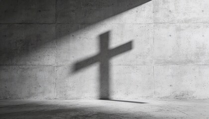 Soft Shadow of a Cross on Textured Wall for Good Friday Symbolism