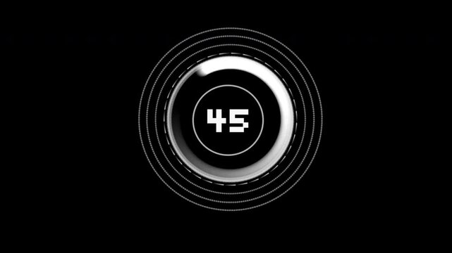 Pixelated Digital Loading Progress Counter HUD Animation with Glowing Circular Bar on Black Background