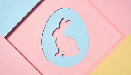Minimal Rabbit Silhouette with Pastel Easter Background