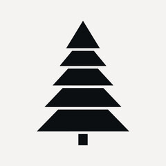 Obraz premium Stylized black geometric pine tree silhouette with layered triangular branches on a light neutral background