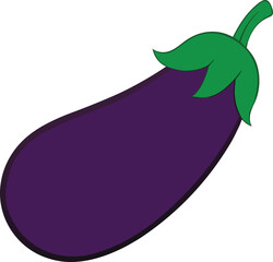 Vibrant stylized of a single purple eggplant with green leaves vector illustration EPS PNG file