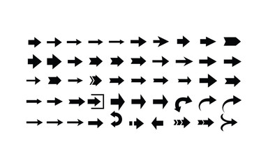 Obraz premium Collection of various black arrow silhouettes on a white background 