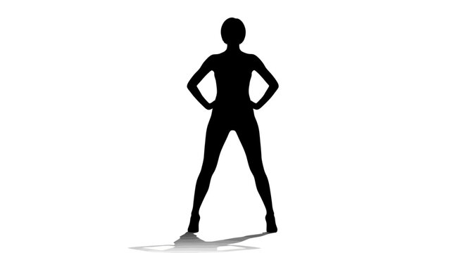 A confident figure stands with hands on hips and feet shoulder-width apart illustration